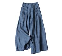 Pantalon Fluide Femme Été Lin Taille Elastique Coton Blanc Grande Large Courte Ete Leger Ensemble Chic Et Elegant sans Repassage en Vetement Haute