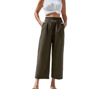 Pantalon Fluide Femme Été Pantalon Lin Femme Pantacourt Chino Sarouel Pas Cher Carotte De Jogging Yoga Indien en Ete Droite Corsaire Travail Oversize D'Ete Beige Sport Grande Taille Chic Slim Palazzo