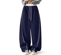 Pantalon Fluide Femme Pantalon de Jogging brodé, de Sport Ample, survêtement à Taille élastique, survêtement Taille Haute, décontracté, Streetwear