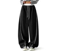 Pantalon Fluide Femme Pantalon de Jogging brodé, de Sport Ample, survêtement à Taille élastique, survêtement Taille Haute, décontracté, Streetwear