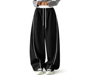 Pantalon Fluide Femme Pantalon de Jogging brodé, de Sport Ample, survêtement à Taille élastique, survêtement Taille Haute, décontracté, Streetwear