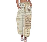 Pantalon Fluide Femme - Pantalon Décontracté Femme Journal Ancien avec Bordure Sportive Confortable pour Tenue Quotidienne