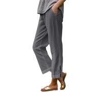 Pantalon Fluide Femme Pantalon Femme Jogging Large Été Lin Elargisseur Toile Bermuda Long Tailleurs Pantalons Pantacourt Coton Pêcheur Indien Sarouel XL 7/8 Noir Chic Et Elegant 3/4 Taille Elastique