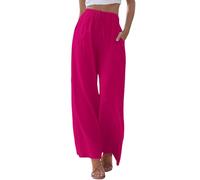 Pantalon Fluide Femme Taille Elastique Couleur Pure Pantalon Baggy Femme Cordon De Serrage Ajustable avec Poches Respirante Pants De Randonnée Décontractés Leger Au Quotidien Ample Confort Pants