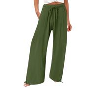 Pantalon Fluide Femme Taille Elastique Jupe Culotte Été Sarouel Tailleurs-Pantalons Corsaire Vetement Sport Palazzo De Travail Haute Pantacourt Grande Leger Ete Mode Chic Coton Chino,C-Vert,L