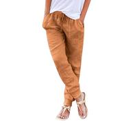 Pantalon Fluide Femme Taille éLastique, Pantalon Coton Lin éTé avec Cordon De Serrage Poche Polyvalents LâChe Pantalons DéContracté Pas Cher LéGer Respirant De Plage Vacances Basique Pants