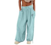 Pantalon Fluide Femme Taille Elastique - Pantalon De Sport, Pant Plus Size, 2024, Survêtement Elastique, Straight Leg, Pantalons Blanc, Pantalons De Été De Plage Baggy, Couleur Unie, avec Poches