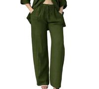 Pantalon Fluide Femme,Womens Daily Elastic Waist Pockets Straight Solid Color Casual Pants Loose Long Trousers Short Boxe Fille (JN, XXXXXL)