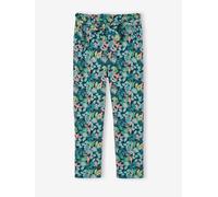 Pantalon fluide imprimé fleurs fille marine 9A