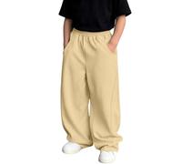 Pantalon garçon uni décontracté pour Tous Les Jours | Pantalon Doux et Confortable pour l'école (Beige, 12-13 Years)