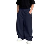 Pantalon garçon uni décontracté pour Tous Les Jours | Pantalon Doux et Confortable pour l'école (Navy, 14-15 Years)
