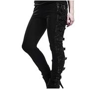 Pantalon gothique pour femme - Grande taille - Lacets croisés sur les côtés - Sangle à boucle - Legging skinny Y2k Streetwear Hip Hop Punk Rocker Style Steampunk Sport Jogger Pantalon de jogging pour