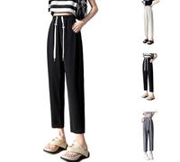 Pantalon Grossesse Pantalon de maternité pour Femme Extensible Taille Haute pour la Grossesse Le Yoga en Soie glacée Fine décontracté Sarouel début et Milieu de Confortable Coupe (Black XL)