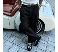 Pantalon habillé ample à plis doubles pour hommes, style décontracté chic. Convient pour le port quotidien, les sorties de w nd, les voyages, les rassemblements entre amis, etc. Ce pantalon est un