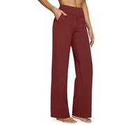 Pantalon habillé bootcut pour femme, legging d'affaires, taille haute, extensible dans les 4 sens, pantalon de travail décontracté avec poches, rouge vin, XXL