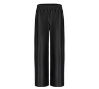 Pantalon habillé en satin à jambes larges pour femme - Pantalon décontracté - Pantalon long et fluide - Taille haute élastique, noir, Taille M