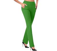 Pantalon habillé extensible et droit avec poches pour femme - Taille haute et petite - Pour le travail, les affaires, le yoga - Taille pliable, GN1., XL