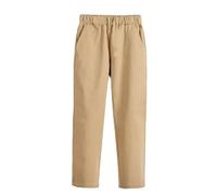 Pantalon habillé pour enfants garçons taille élastique couleur unie formel devant plat avec poches Uniforme/étudiant Uniforme/étudiant Pantalon coupe ajustée, kaki, 6-7 ans