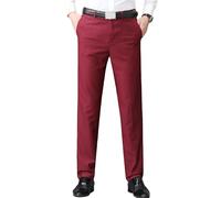 Pantalon habillé pour homme, coupe ajustée, confortable, pantalon fuselé, pantalon habillé extensible 4 façons, Rouge, 48