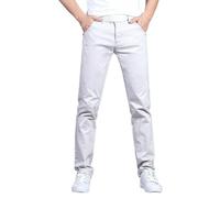 Pantalon habillé pour homme, coupe ajustée, en lin extensible, pantalon d'extérieur tendance à bas ouvert, pantalon décontracté en coton avec poches, pantalon chino confortable, gris, L