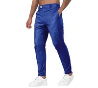 Pantalon habillé pour homme, coupe ajustée, extensible, couleur unie, jambe droite, pantalon avec poches, élégant, décontracté, devant plat, travail, pantalon chino léger pour homme et adulte, bleu