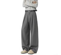 Pantalon habillé pour homme, design à devant plat, tissu extensible, confortable, pantalon intelligent pour le travail et les fêtes, toutes les tailles (gris, 4XL)