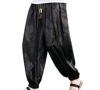 Pantalon Hakama en soie glacée style Kung-Fu Pantalon Hakama en soie glacée avec ourlet large Kimono Wushu Pantalon de yoga japonais doux pour homme