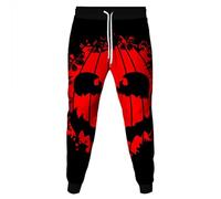 Pantalon Halloween homme femme imprimé cordon, ample confort tendance