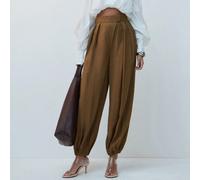 Pantalon harem à plis avant pour femmes, style décontracté sexy "Old Money" L,M,S,XSUnicoloreTissu tissé