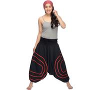 Pantalon harem "Cercles" - culotte bouffante - pantalon Aladin - culotte bouffante - pantalon de loisir - pour dames, rouge L/XL