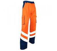 Pantalon Haute Visibilité bicolore zéro métal - URGENCE - Orange Fluo / Bleu 58