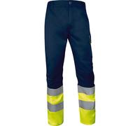 Pantalon haute visibilité Delta Plus M1PA2HVCL1 jaune fluorescent/bleu marine taille XL (50-52 cm) longueur 82 cm