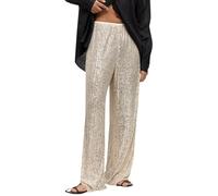 Pantalon Hip Hop Brillant pour Femme Homme, Métallisé Brillant Pantalon Taille Haute Élastique, Style Rétro Disco Hippie Streetwear Clubwear, Coupe Ajustée, Style Décontracté