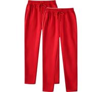 Pantalon hip hop décontracté pour homme - Couleur unie - Manchette à lacets - Pantalon d'entraînement avec poche - 2 pièces - Pantalon cargo en tissu pour homme, rouge, XXL