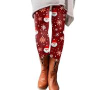 Pantalon Hiver Femme Grande Taille, Legging de Sport Femme Taille Haute,Collant Legging Femme Le Père Noël et la Neige Imprimé A La Mode Doux Coupe AjustéE Christmas Leggings Élégant de Noel Pants