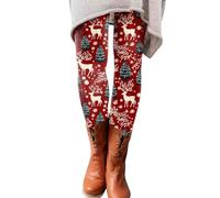 Pantalon Hiver Femme Grande Taille, Legging de Sport Femme Taille Haute,Collant Legging Femme Le Père Noël et la Neige Imprimé A La Mode Doux Coupe AjustéE Christmas Leggings Élégant de Noel Pants