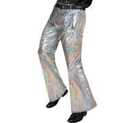 Pantalon Holographique Disco Homme - Taille: Xl Argenté