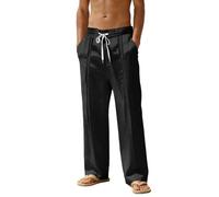 Pantalon Homme Cargo, Pantalon Homme Taille Elastique Décontracté en Lin MéLangé Coupe Ample Léger Et Respirant Au Quotidien