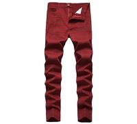 Pantalon Homme carreau Travail Décontracté Pantalon Plaid Ajustée Taille Haute Rétro Mode Pantalons Homme Droit Coton Hiver Bouton pression Avec Poche Inclinée Noir Gris Men Hommes Grands Et (Red, XL)