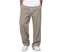 Pantalon Homme Coton Large Droit Taille Élastique Bureau Quotidien