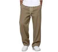 Pantalon Homme Coton Large Droit Taille Élastique Bureau Quotidien