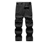 Pantalon Homme Décontracté Deux Coupes Transformation Short Confortable Grande Taille Élasticité Respiration Soie Glacée Résistant -Rayures (Black, XXXL)