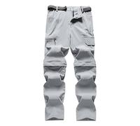 Pantalon Homme Décontracté Deux Coupes Transformation Short Confortable Grande Taille Élasticité Respiration Soie Glacée Résistant -Rayures (Grey, M)