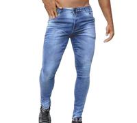 Pantalon Homme Denim Ajustée Bleu Gris Décontracté Classique Pantalons Jeans Homme Noir Blanc Automne Hiver Mode Punk Taille Haute Droit Jeans Slim Fit Jogging Legging Men Pantalon (Light Blue, L)