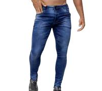 Pantalon Homme Denim Ajustée Bleu Gris Décontracté Classique Pantalons Jeans Homme Noir Blanc Automne Hiver Mode Punk Taille Haute Droit Jeans Slim Fit Jogging Legging Men Pantalon Jogging (Navy, XXL)