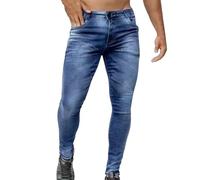 Pantalon Homme Denim Ajustée Bleu Gris Décontracté Classique Pantalons Jeans Homme Noir Blanc Automne Hiver Mode Punk Taille Haute Droit Jeans Slim Fit Jogging Legging Men Pantalon Jogging (Blue, XL)