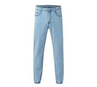 Pantalon Homme Denim Ajustée Gris Bleu Mode Punk Pantalons Jeans Homme Noir Blanc Classique Décontracté Automne Hiver Taille Haute Droit Jeans Slim Fit Jogging Legging Men Portefeuille (Blue, XXXL)