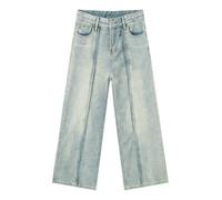 Pantalon Homme Denim Ample Droit Stretch Bleu Gris Décontracté Travail Pantalons Homme Jeans Noir Blanc Loose Fit Grande Taille Mode Punk Automne Hiver Straight Portefeuille compatible with (Blue, L)