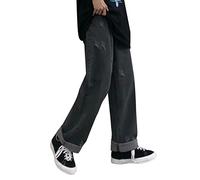 Pantalon Homme Denim Droit Ample Gris Bleu Travail Décontracté Pantalons Homme Jeans Grande Taille Blanc Noir Mode Punk Automne Hiver Stretch Loose Fit Straight Leg Men Pants Portefeuille Double (XXL)