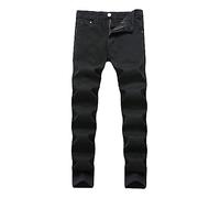 Pantalon Homme Denim Droit Noir Automne Hiver Classique Décontracté Pantalons Homme Jeans Bleu Ajustée Mode Punk Slim Fit Men Pants Bouton Fermeture éclair Jean Chausson Fille Coffret Pour (30)